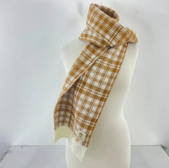💚 5 For $25 Timberland Brown and White Plaid Scarf - Picture 3 of 4